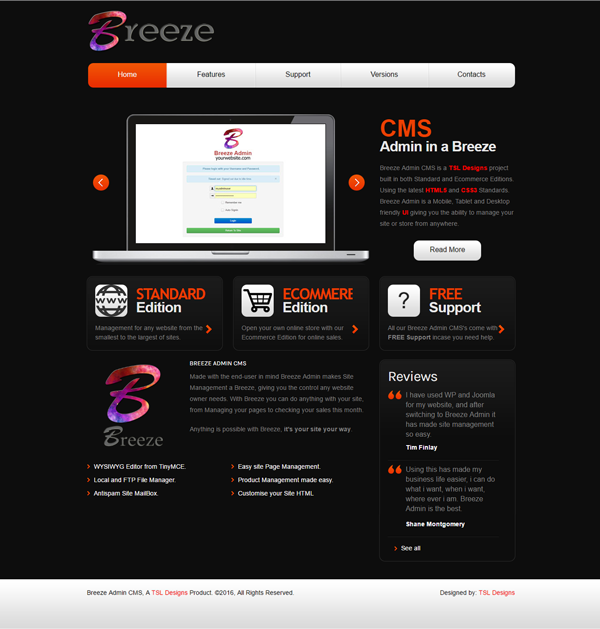 Breeze Admin Home Page